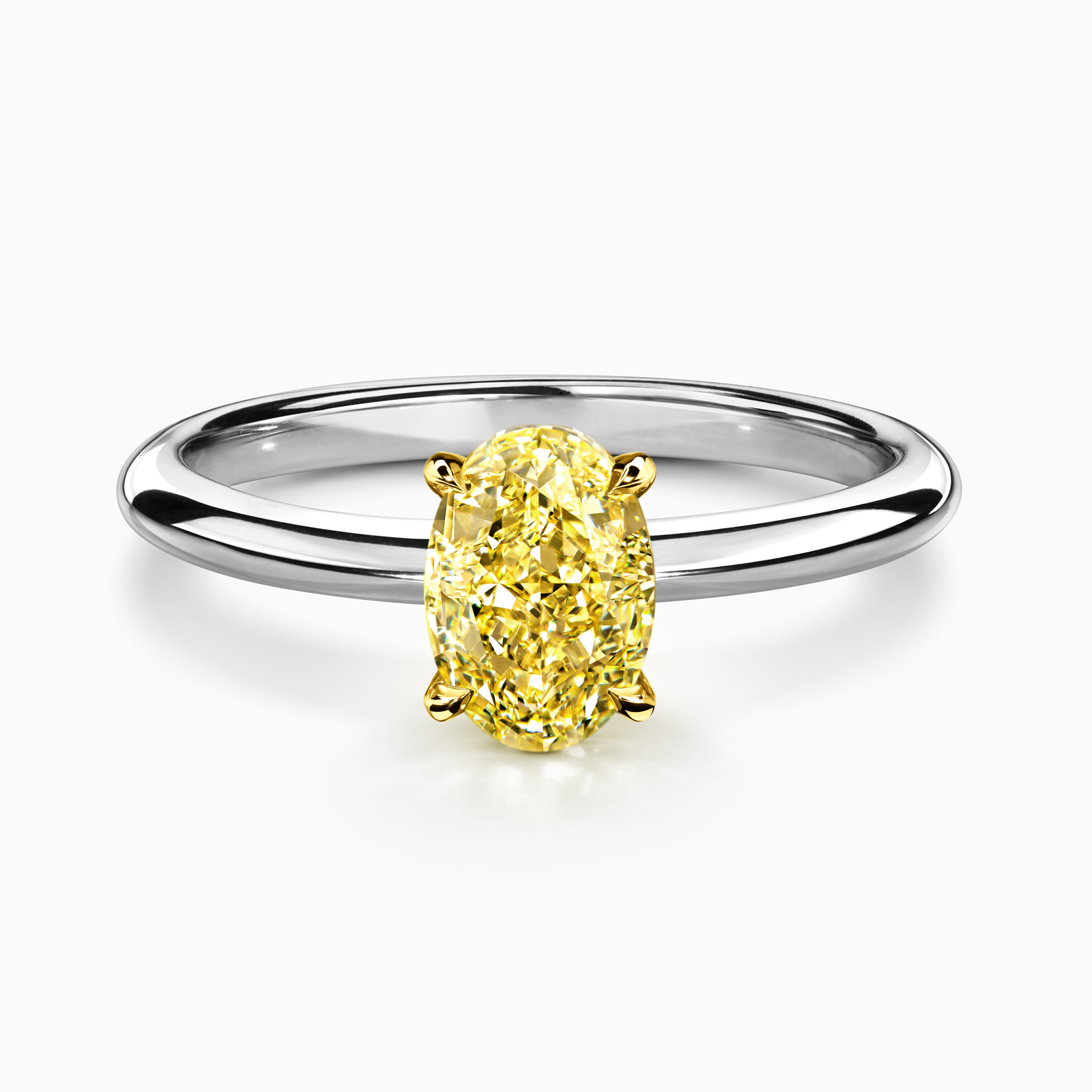 Легкое женское кольцо с желтым бриллиантом овальной огранки - 2