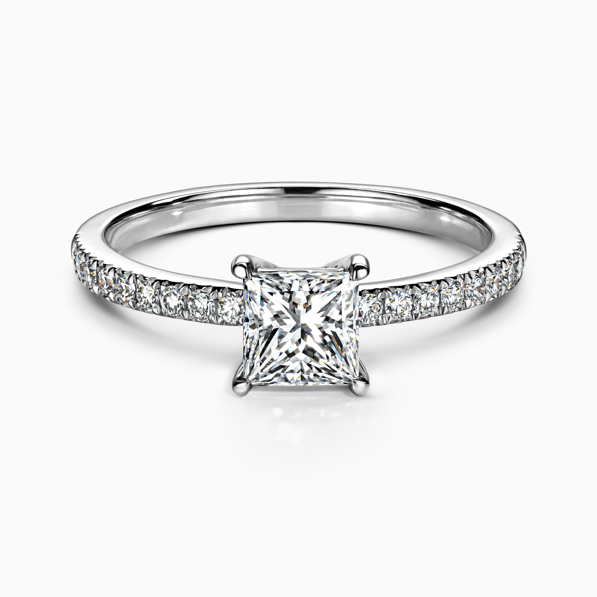 Помолвочное кольцо с бриллиантом огранки Принцесса, артикул 4U20220-PR