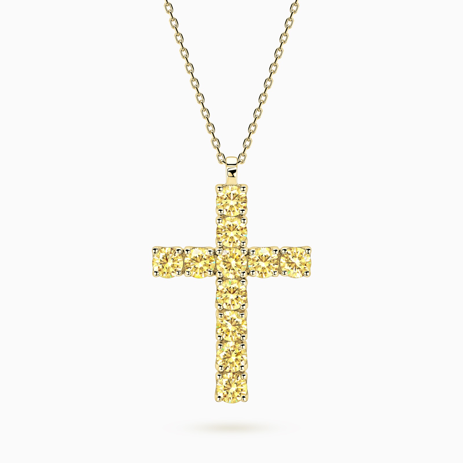 Крест с жёлтыми бриллиантами 0,5 карата женский — купить в Москве в ювелирном интернет-магазине