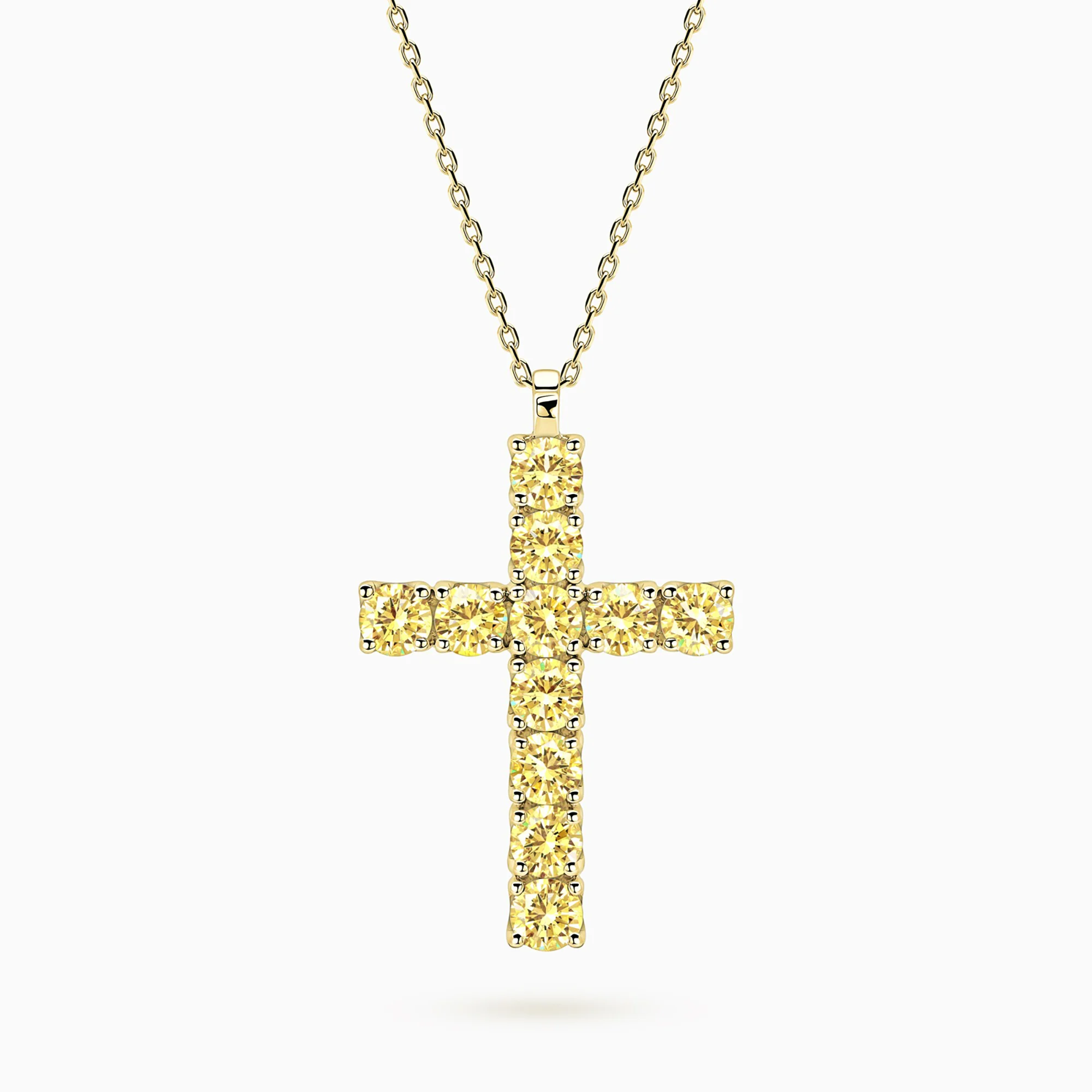 Крест с жёлтыми бриллиантами 0,5 карата женский — купить в Москве вювелирном интернет-магазине
