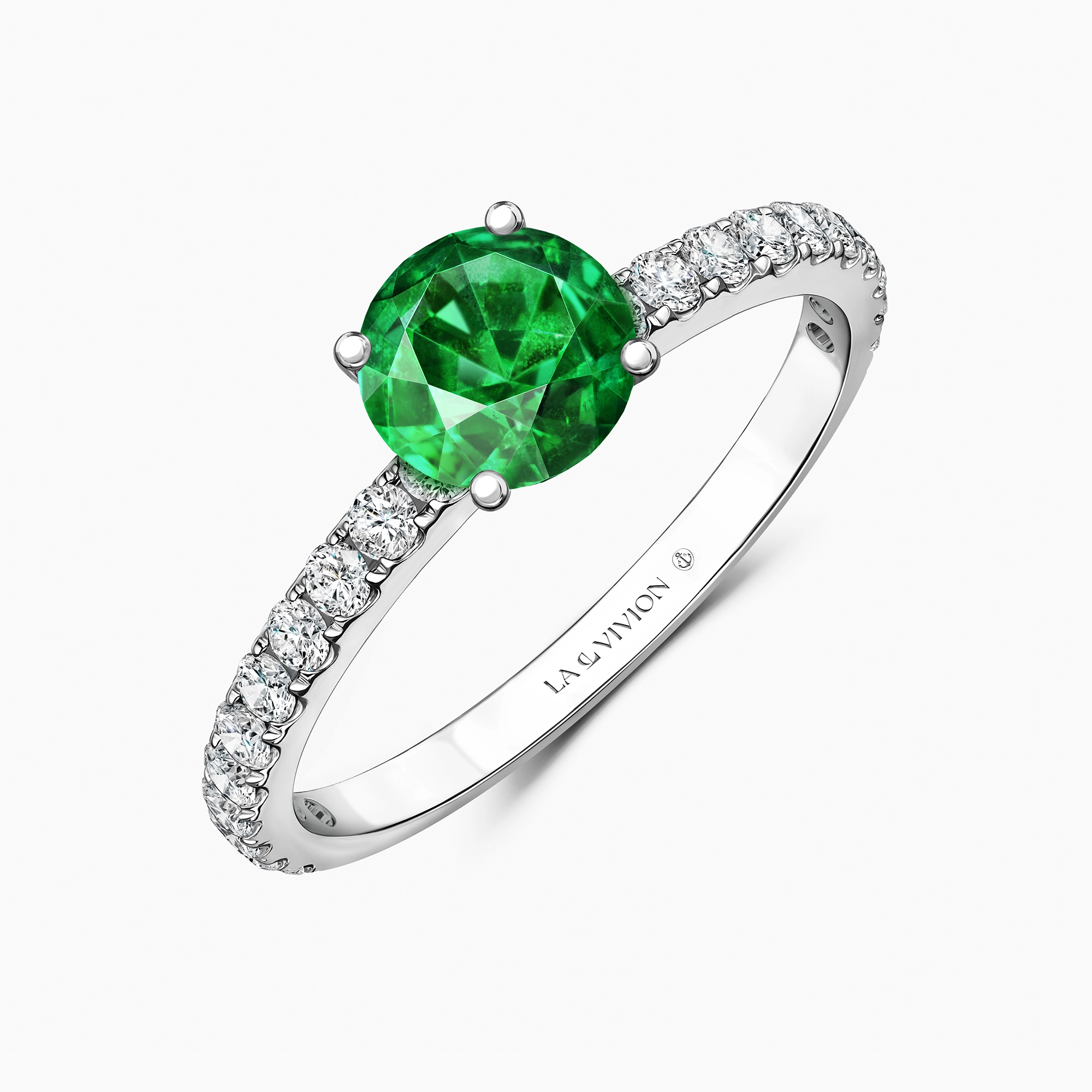 Кольцо с изумрудом и бриллиантовой дорожкой «Terre», артикул BDR2981-BR-EMER
