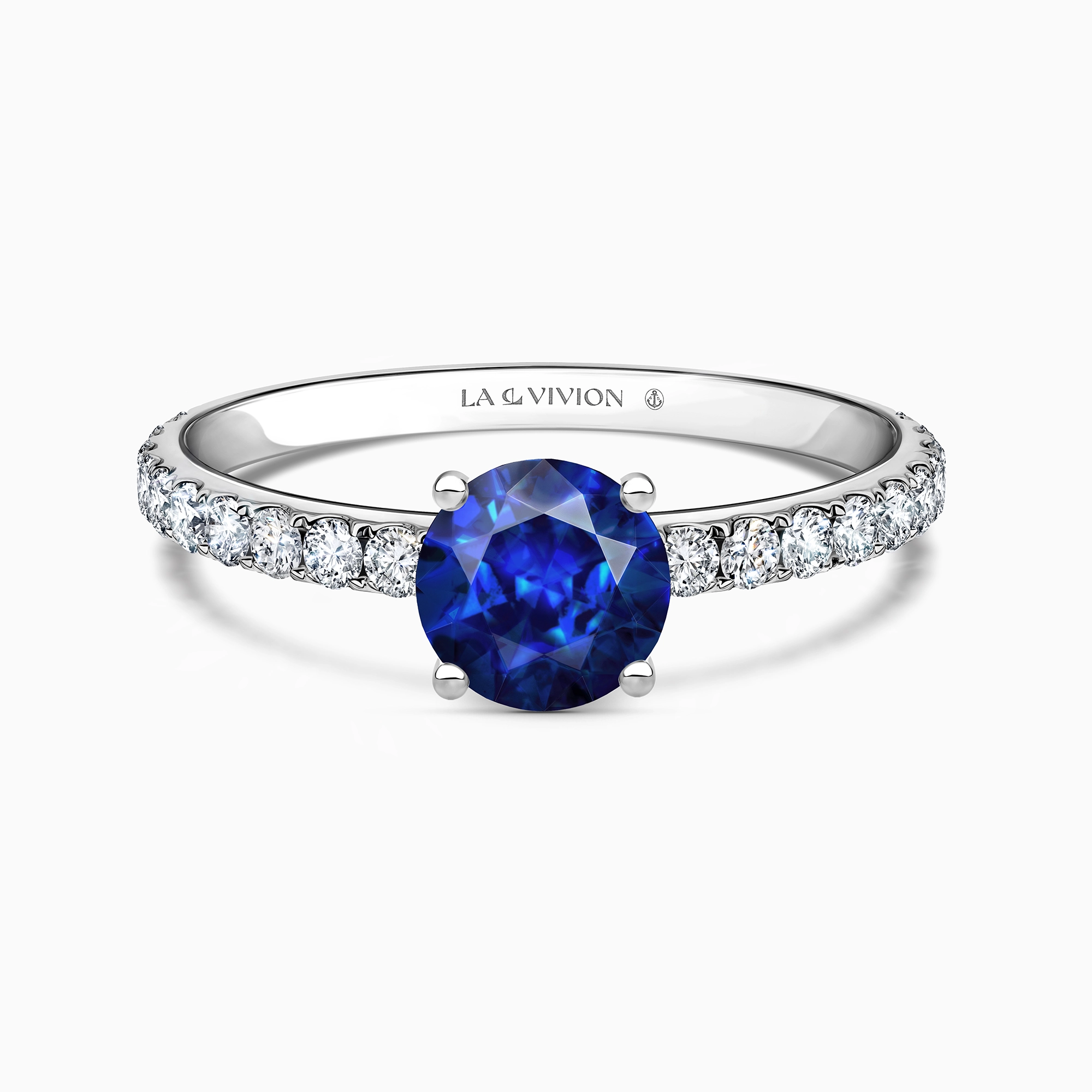 Кольцо с сапфиром и бриллиантовой дорожкой «Saphir», артикул BDR2981-BR-SAPH