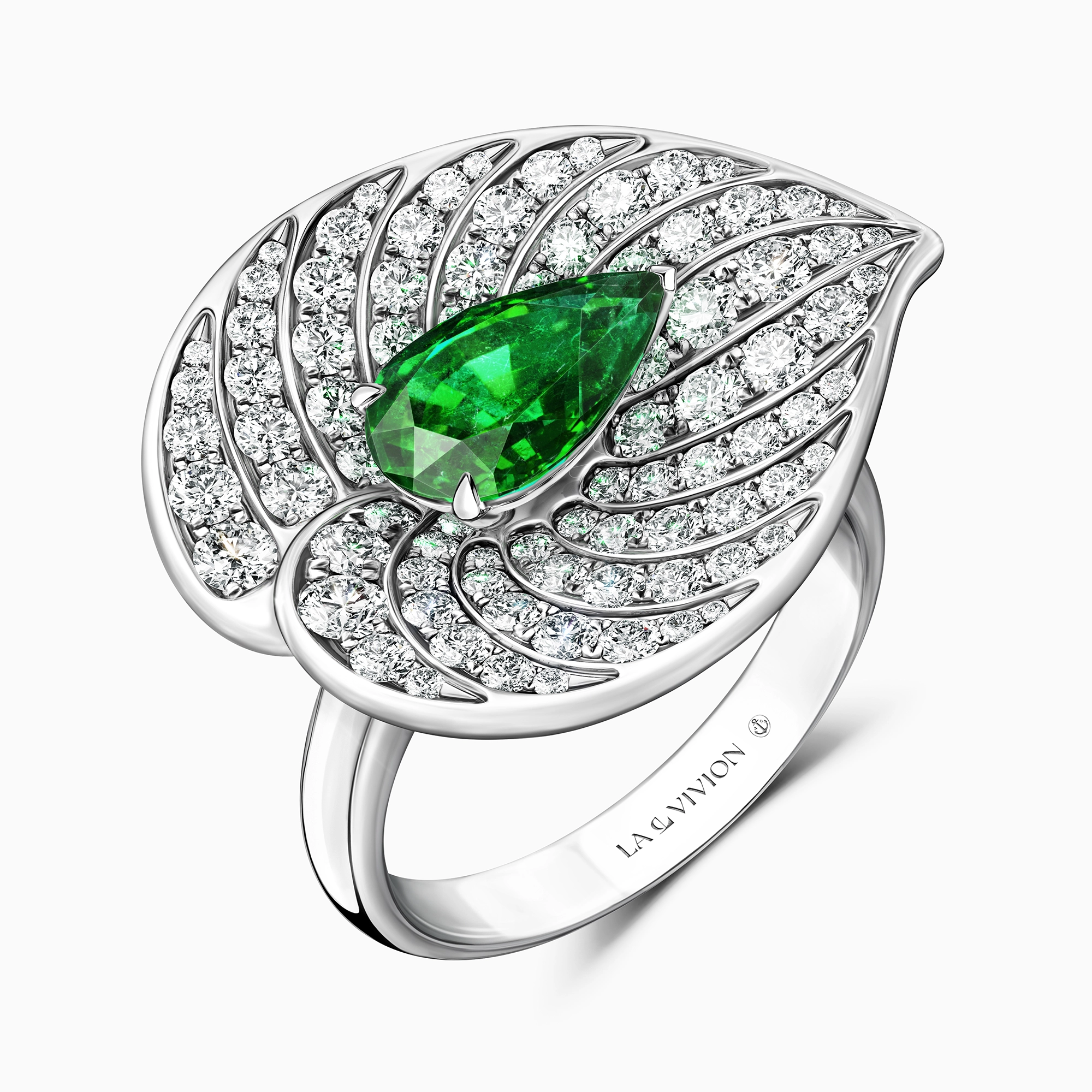 Кольцо с изумрудом «Lotus», артикул LR00005