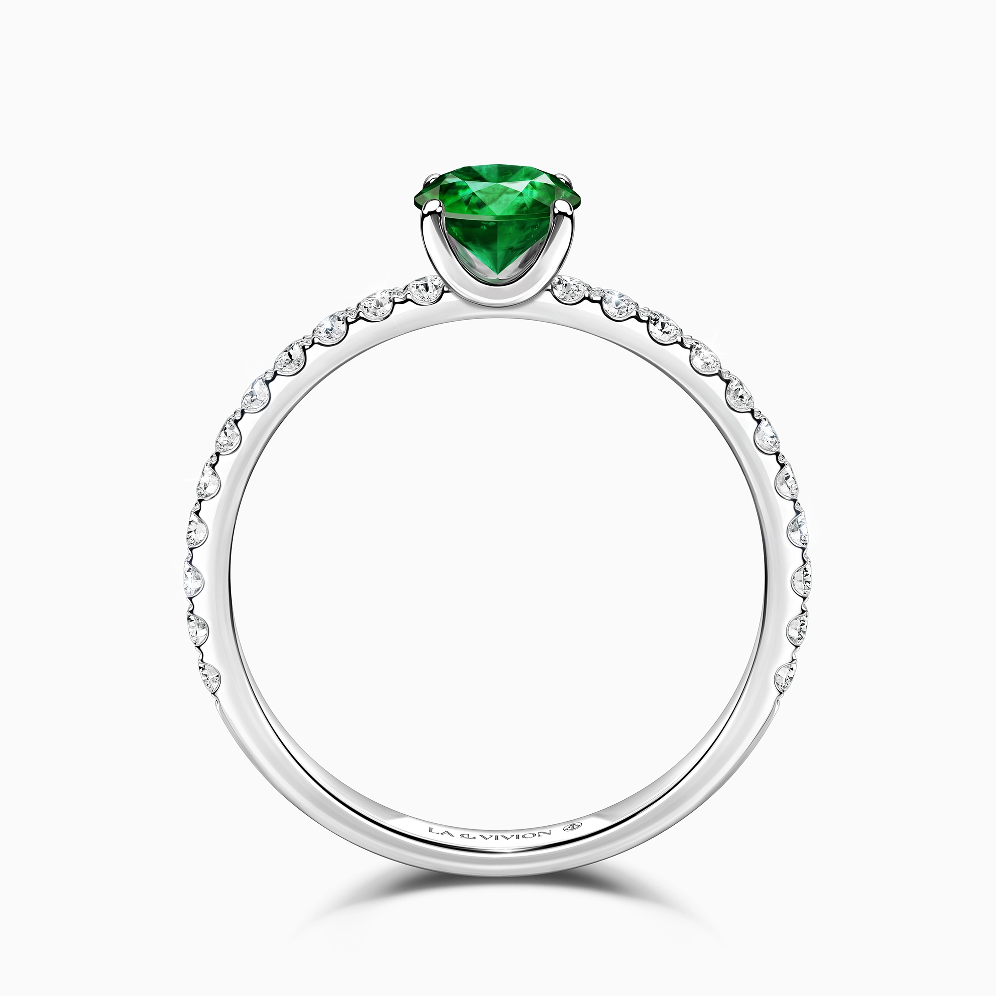 Кольцо с изумрудом и бриллиантовой дорожкой «Note», артикул LR0096BR03