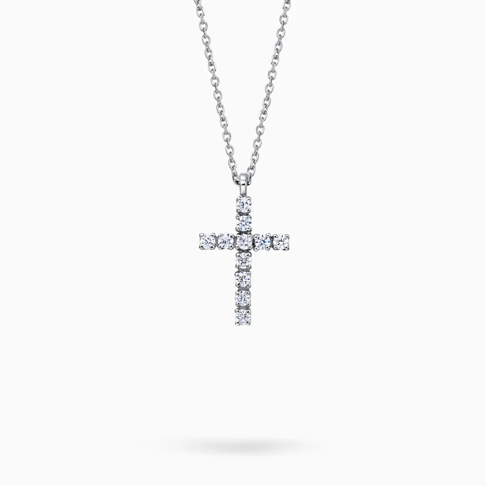 Крестик с бриллиантами (маленький - 0.22 карата) для женщин купить вювелирном интернет-магазине по выгодной цене с доставкой по Москве